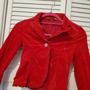 Girls red velvet blazer Size S(7/8)